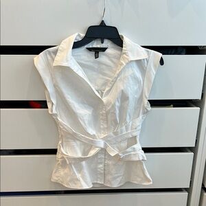 White House Black Market White Collared Blouse
